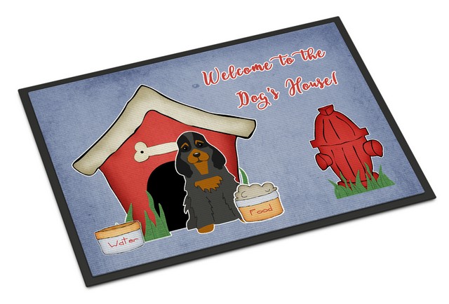 Dog House Collection Cocker Spaniel Black Tan Indoor or Outdoor Mat
