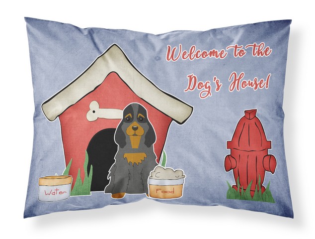 Dog House Collection Cocker Spaniel Black Tan Fabric Standard Pillowcase