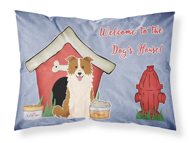 Dog House Collection Border Collie Red White Fabric Standard Pillowcase