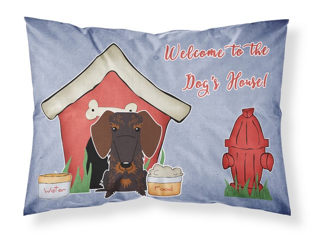 Dog House Collection Wire Haired Dachshund Chocolate Fabric Standard Pillowcase