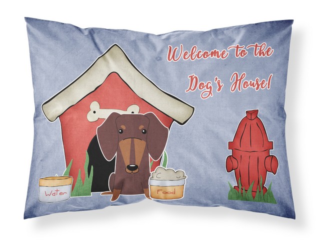 Dog House Collection Dachshund Chocolate Fabric Standard Pillowcase
