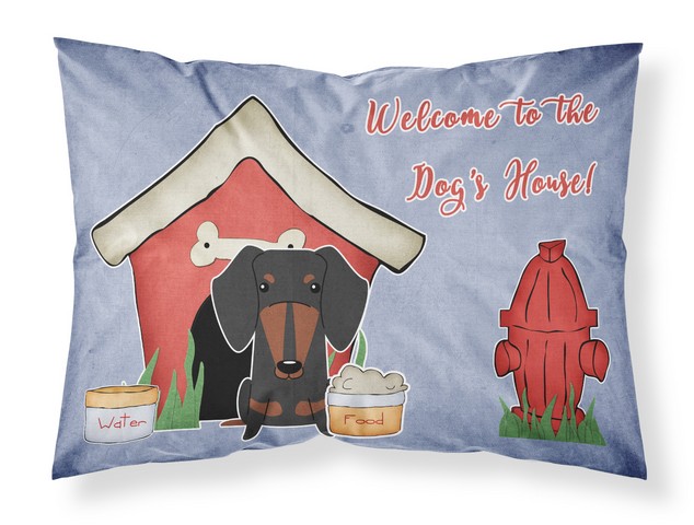 Dog House Collection Dachshund Black Tan Fabric Standard Pillowcase