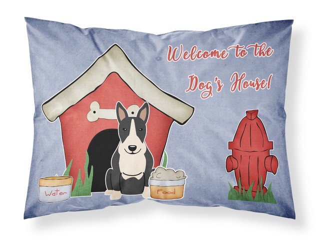 Dog House Collection Bull Terrier Black White Fabric Standard Pillowcase