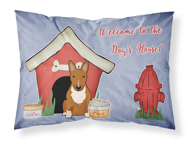 Dog House Collection Bull Terrier Red Fabric Standard Pillowcase