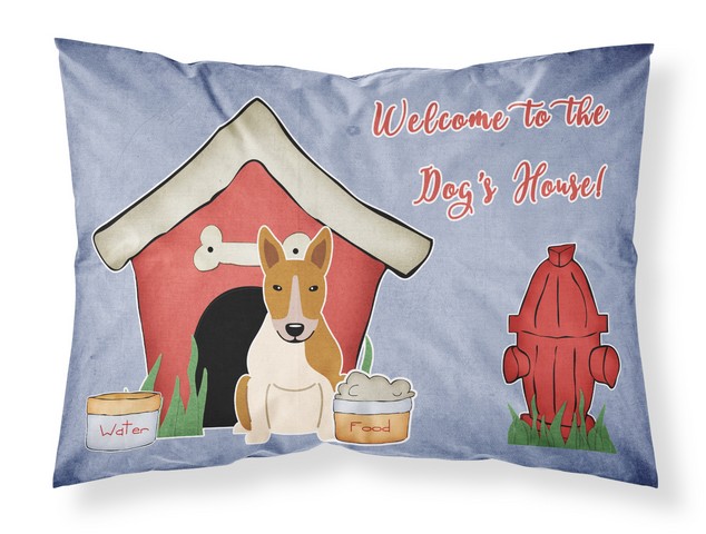 Dog House Collection Bull Terrier Red White Fabric Standard Pillowcase