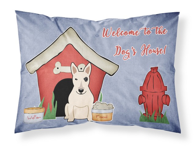 Dog House Collection Bull Terrier White Fabric Standard Pillowcase