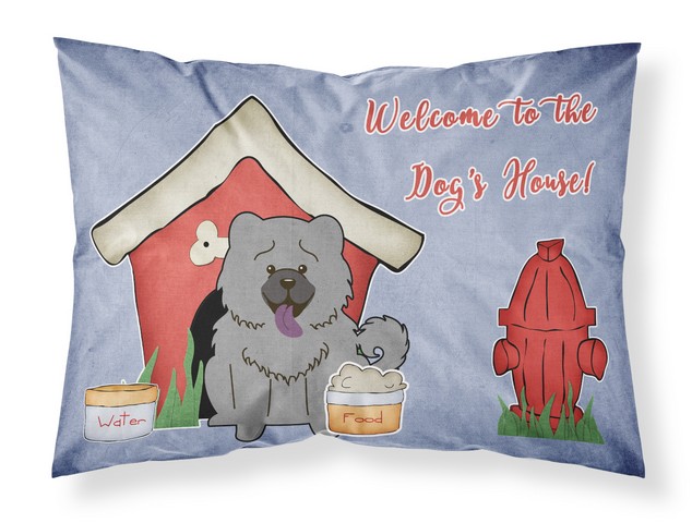 BB2893PILLOWCASE Dog House Collection Chow Chow Blue Fabric Standard Pillowcase, 20.5 x 0.25 x 30 in.