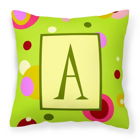Letter A Monogram - Lime Green Fabric Decorative Pillow