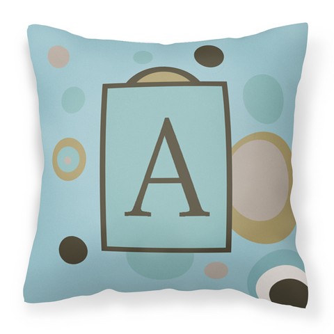 Letter A Monogram - Blue Dots Fabric Decorative Pillow
