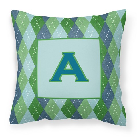 Letter A Monogram - Blue Argoyle Fabric Decorative Pillow - 14 x 3 x 14 in.