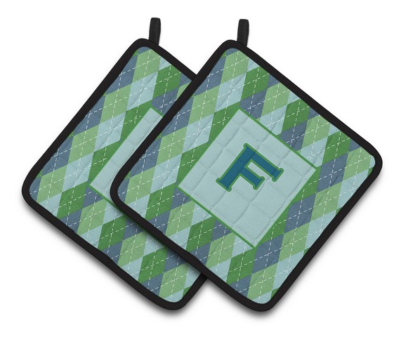 Monogram - Initial F Blue Argoyle Pair of Pot Holders