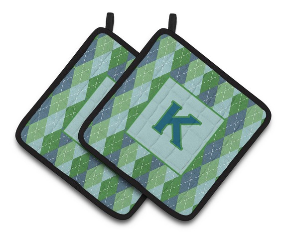 Monogram - Initial K Blue Argoyle Pair of Pot Holders