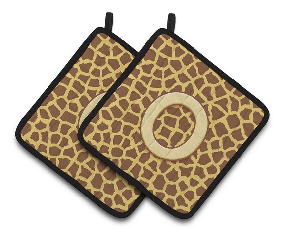 Monogram Initial O Giraffe Pair of Pot Holders