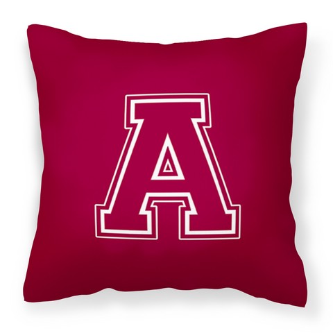 Letter A Monogram - Maroon & White Fabric Decorative Pillow - 14 x 3 x 14 in.