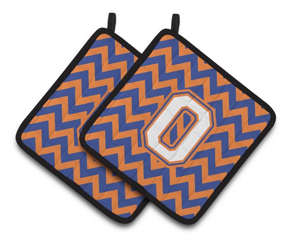 Picture of Carolines Treasures CJ1060-OPTHD Letter O Chevron Blue & Orange No. 3 Pair of Pot Holders, 7.5 x 3 x 7.5 in.