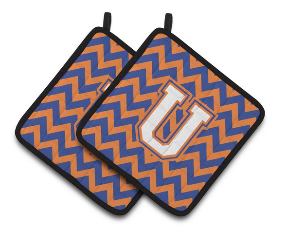 Letter U Chevron Blue & Orange No. 3 Pair of Pot Holders