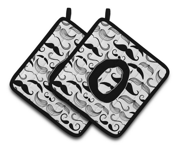 Letter O Moustache Initial Pair of Pot Holders 7.5 x 3 x 7.5 in.