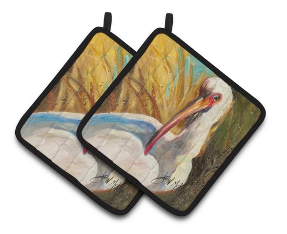 White Ibis Pair of Pot Holders