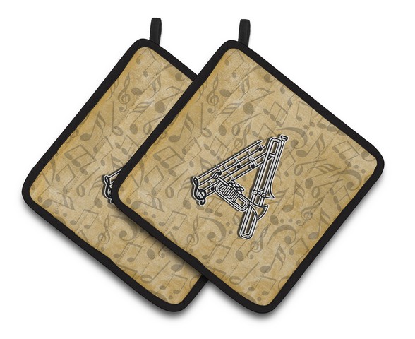 Letter A Musical Instrument Alphabet Pair of Pot Holders