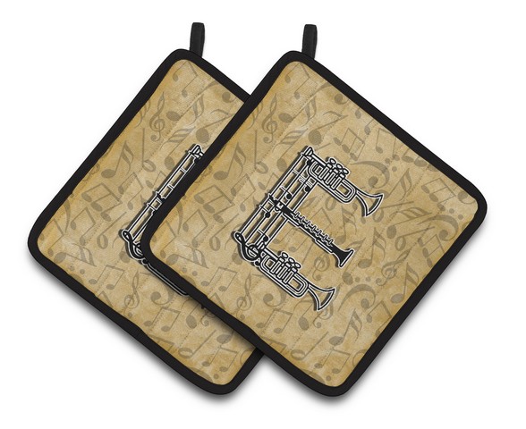 Letter E Musical Instrument Alphabet Pair of Pot Holders