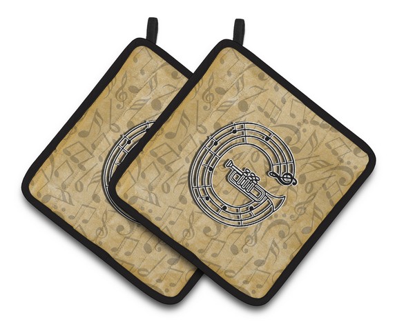 Letter G Musical Instrument Alphabet Pair of Pot Holders