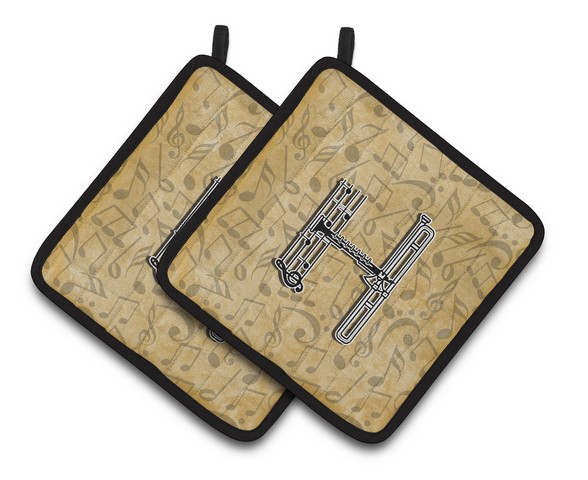Letter H Musical Instrument Alphabet Pair of Pot Holders