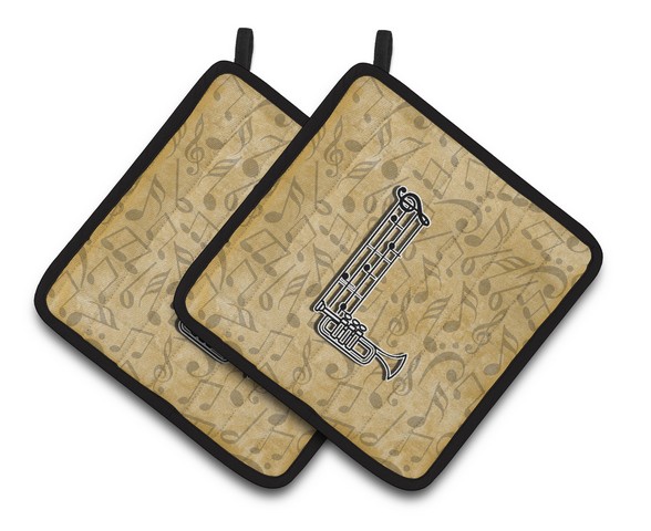 Letter L Musical Instrument Alphabet Pair of Pot Holders