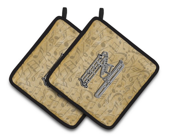 Letter N Musical Instrument Alphabet Pair of Pot Holders