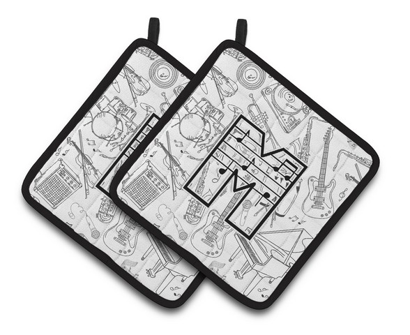 Letter M Musical Note Letters Pair of Pot Holders - 7.5 x 3 x 7.5 in.
