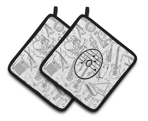 Letter O Musical Note Letters Pair of Pot Holders