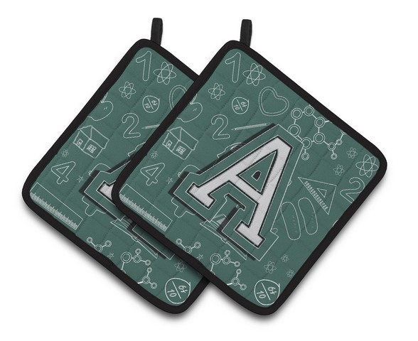 CJ2010-APTHD Letter A Back to School Initial Pair of Pot Holders, 7.5 x 3 x 7.5 in.