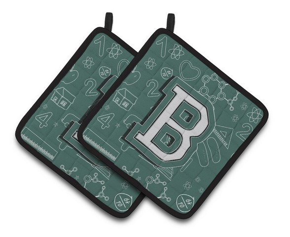 CJ2010-BPTHD Letter B Back to School Initial Pair of Pot Holders, 7.5 x 3 x 7.5 in.