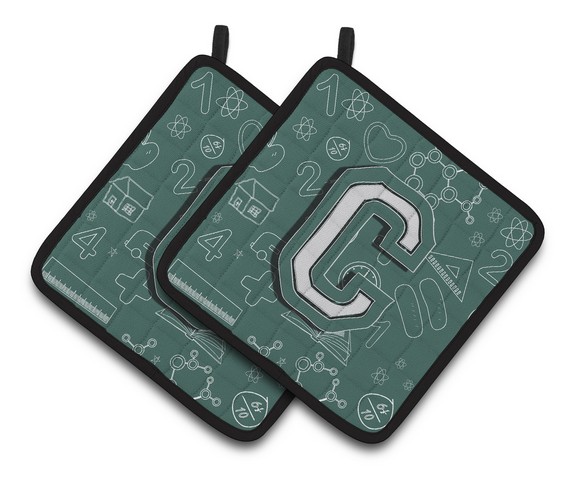 Letter C Back to School Initial Pair of Pot Holders, 7.5 x 3 x 7.5 in.