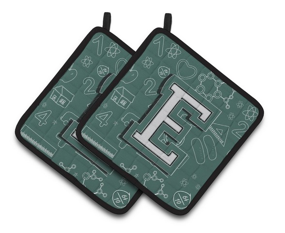 CJ2010-EPTHD Letter E Back to School Initial Pair of Pot Holders, 7.5 x 3 x 7.5 in.