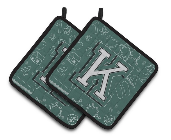 CJ2010-KPTHD Letter K Back to School Initial Pair of Pot Holders, 7.5 x 3 x 7.5 in.