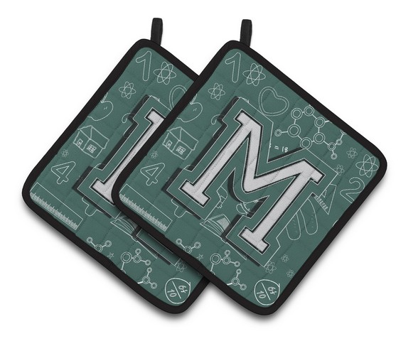 Letter M Back to School Initial Pair of Pot Holders