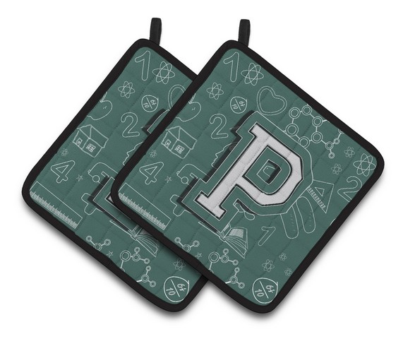 CJ2010-PPTHD Letter P Back to School Initial Pair of Pot Holders, 7.5 x 3 x 7.5 in.