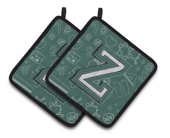 Letter Z Back to School Initial Pair of Pot Holders 7.5 x 3 x 7.5 in.