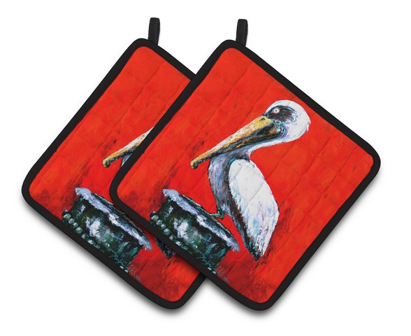 MW1133PTHD Bird - Pelican Red Dawn Pair of Pot Holders, 7.5 x 3 x 7.5 in.