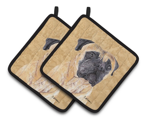 Picture of Carolines Treasures SC9125PTHD Mastiff Wipe Your Paws Pair of Pot Holders, 7.5 x 3 x 7.5 in.