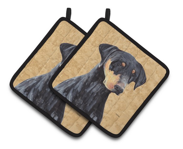 Picture of Carolines Treasures SC9126PTHD Doberman Wipe Your Paws Pair of Pot Holders, 7.5 x 3 x 7.5 in.