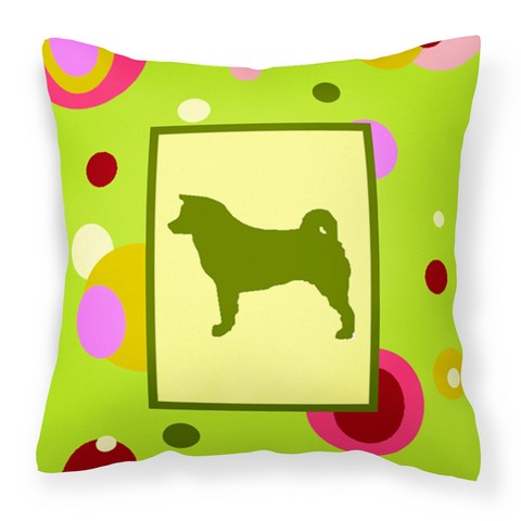 Lime Green Dots Akita Fabric Decorative Pillow - 14 x 3 x 14 in.