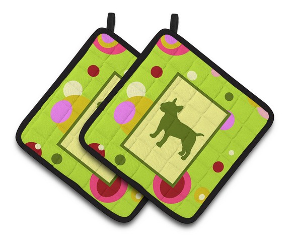 Bull Terrier Pair of Pot Holders 7.5 x 3 x 7.5 in.