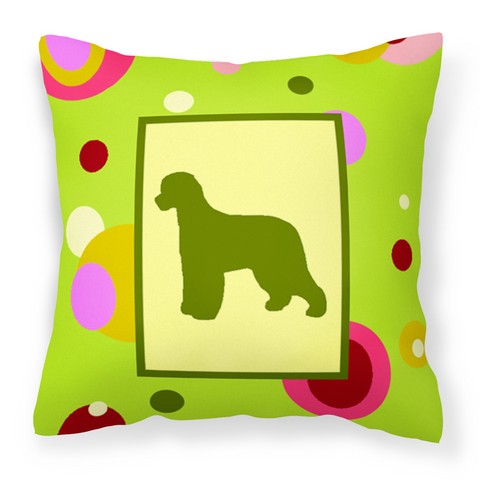 Lime Green Dots Irish Water Spaniel Fabric Decorative Pillow