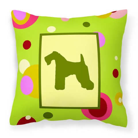 Lime Green Dots Kerry Blue Terrier Fabric Decorative Pillow