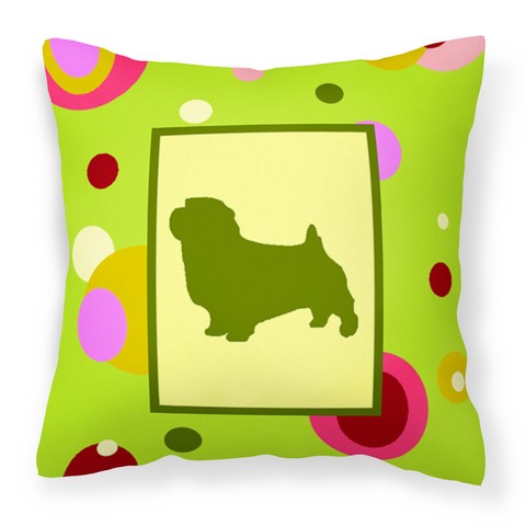 Lime Green Dots Norfolk Terrier Fabric Decorative Pillow - 14 x 3 x 14 in.