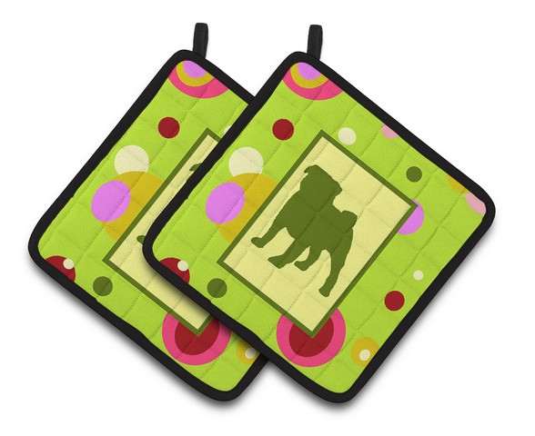 Pug Pair of Pot Holders 7.5 x 3 x 7.5 in.