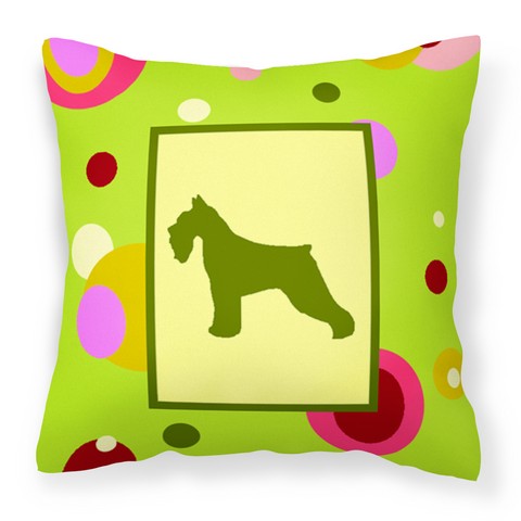Lime Green Dots Schnauzer Fabric Decorative Pillow