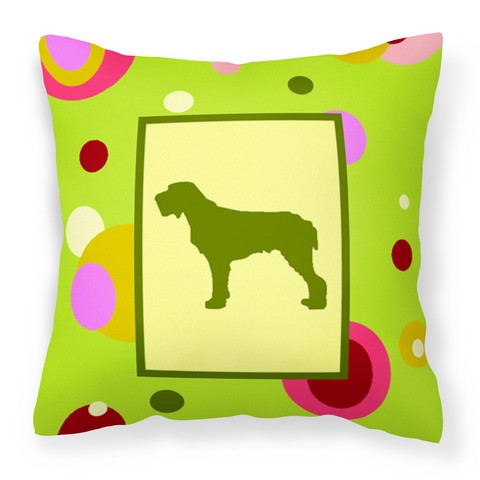 Lime Green Dots Italiano Spinone Fabric Decorative Pillow