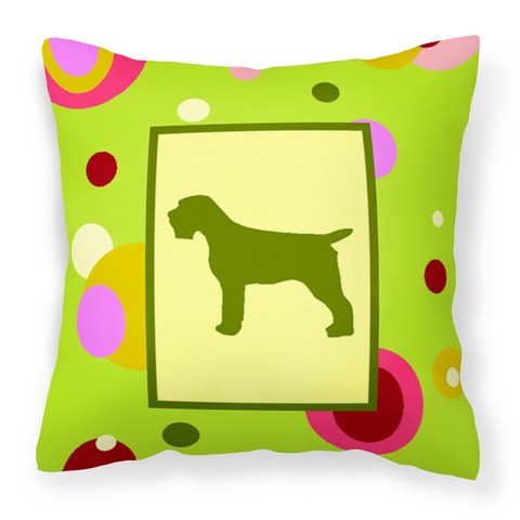 Lime Green Dots Wirehair Pointing Griffon Fabric Decorative Pillow